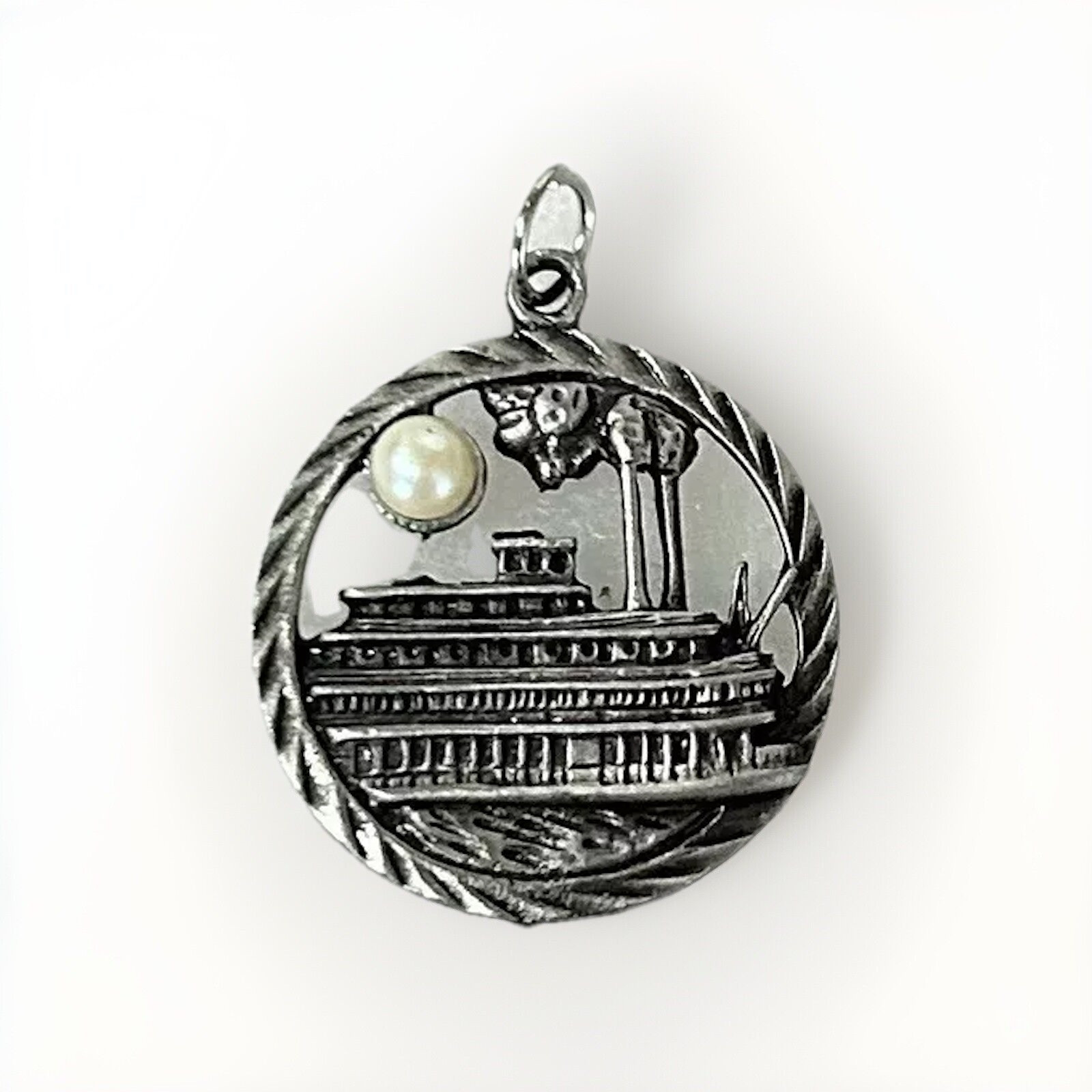 Lovely Vintage Pewter & Pearl Pendant
