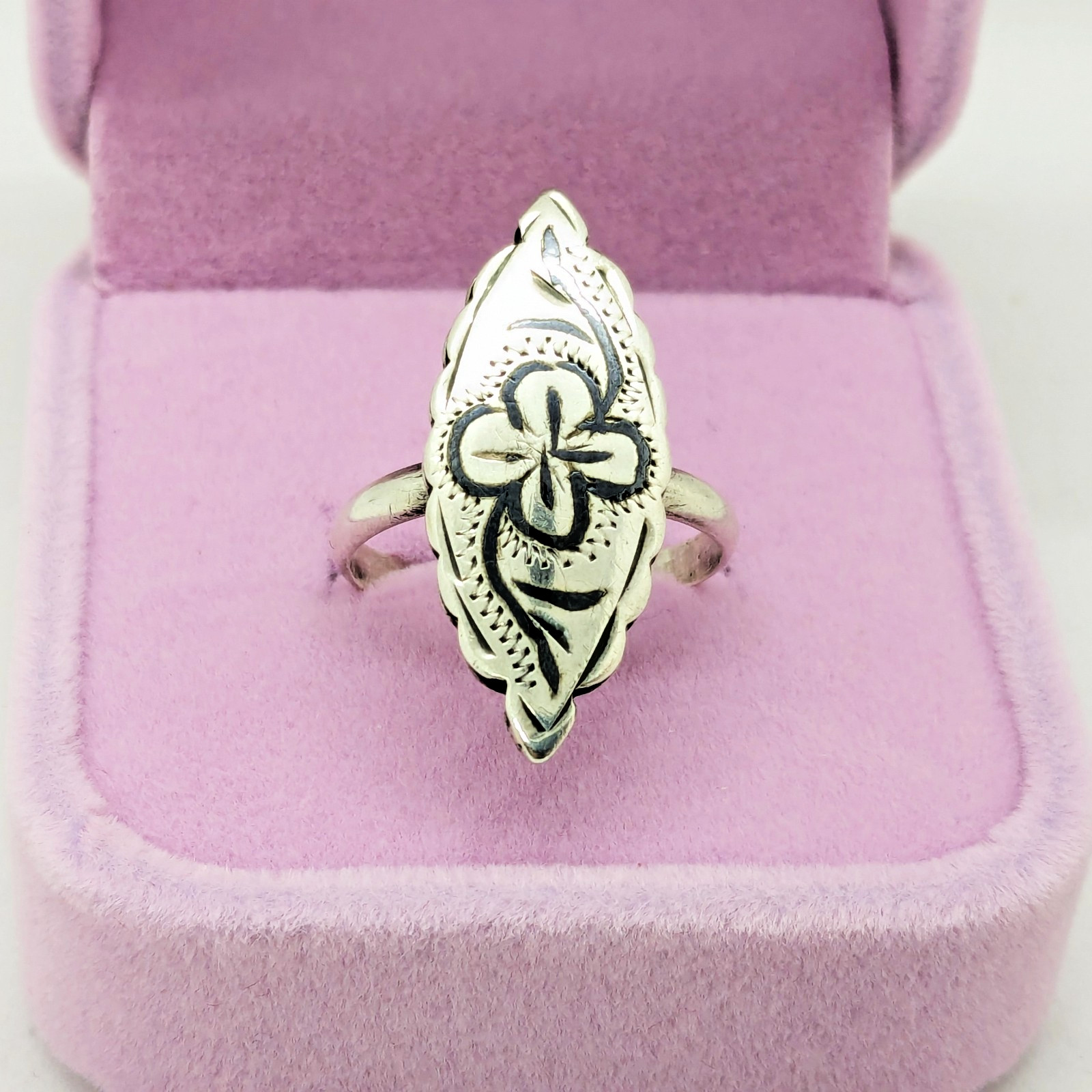 Vintage RING Silver⭐️925 stamp Star USSR with Blackening -size: 7US (17.5mm) #20