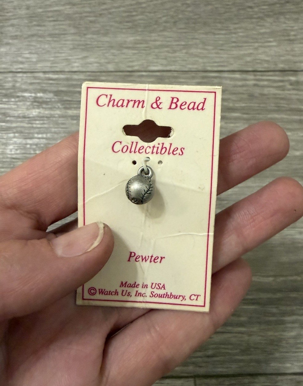 NEW Vintage Pewter Baseball Charm For Bracelets Or Crafts