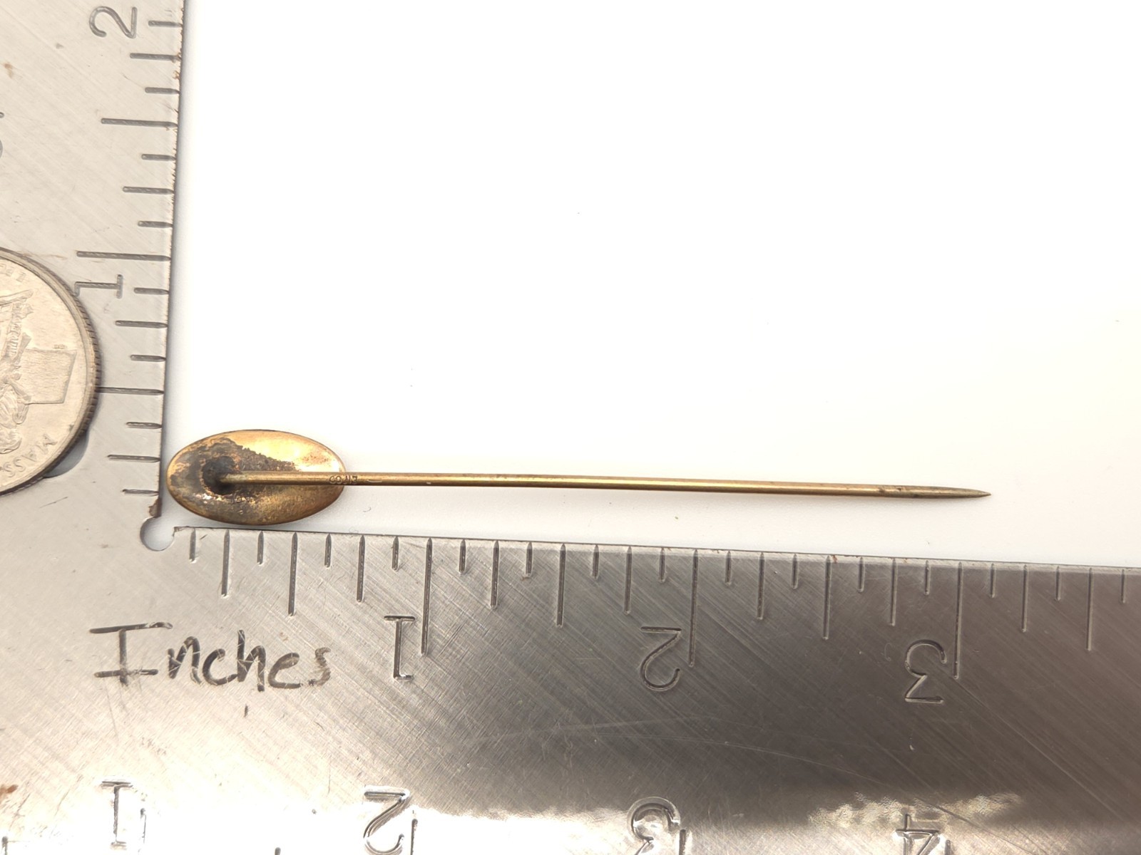 Vintage Antique Art Deco Solid 10K Gold & GF Bloodstone EIF CO Stick Hat Pin