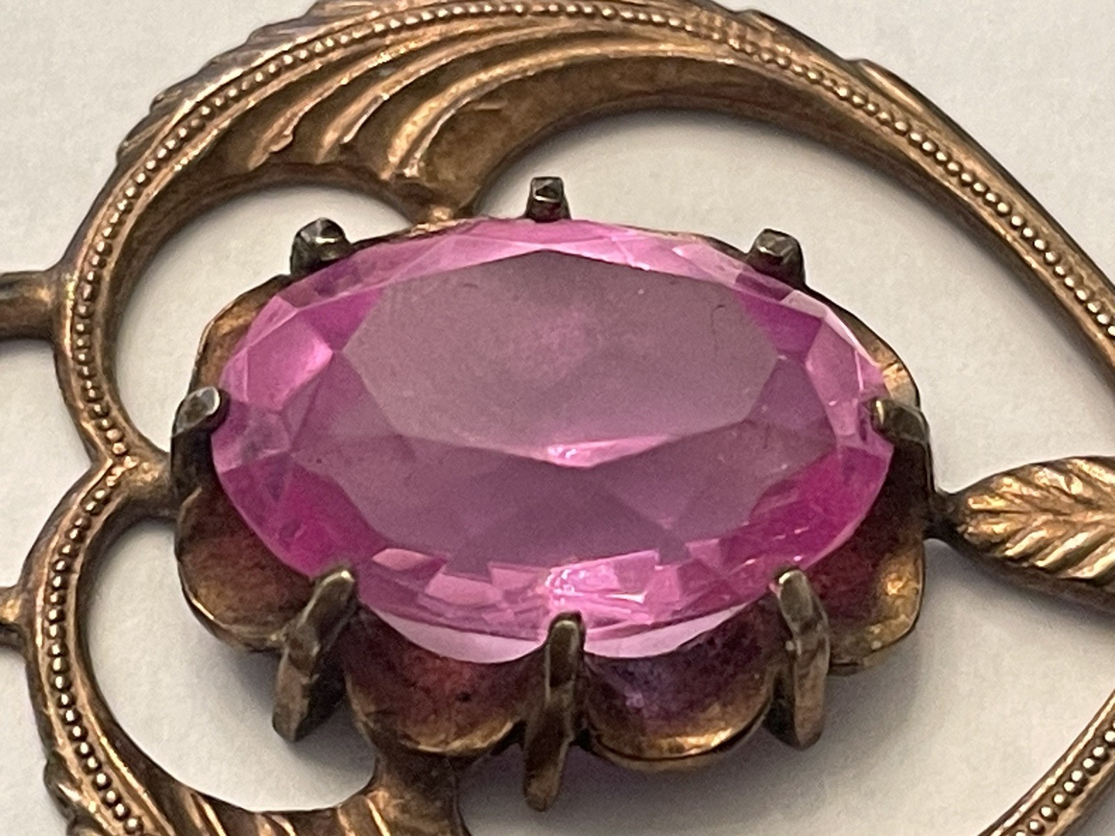 Vintage Old Russian Soviet 875 Sterling Silver Pendant Pink Stone Hallmarked