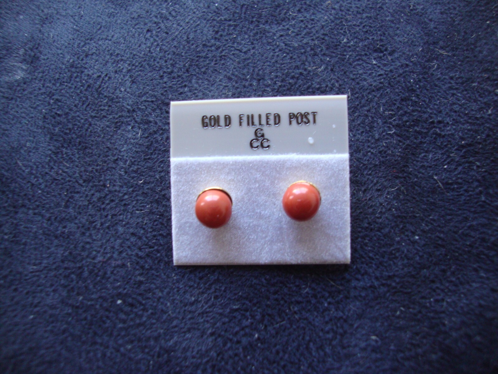 VINTAGE 1970s CLASSIC RED JASPER 6MM BALL GOLD FILLED POST STUD EARRINGS