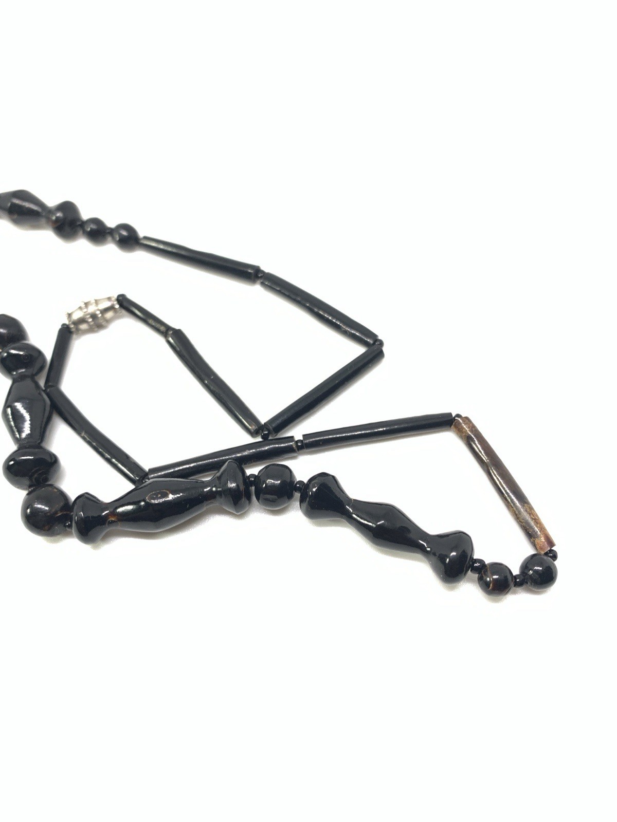 vintage genuine black coral round And elongated beads necklace