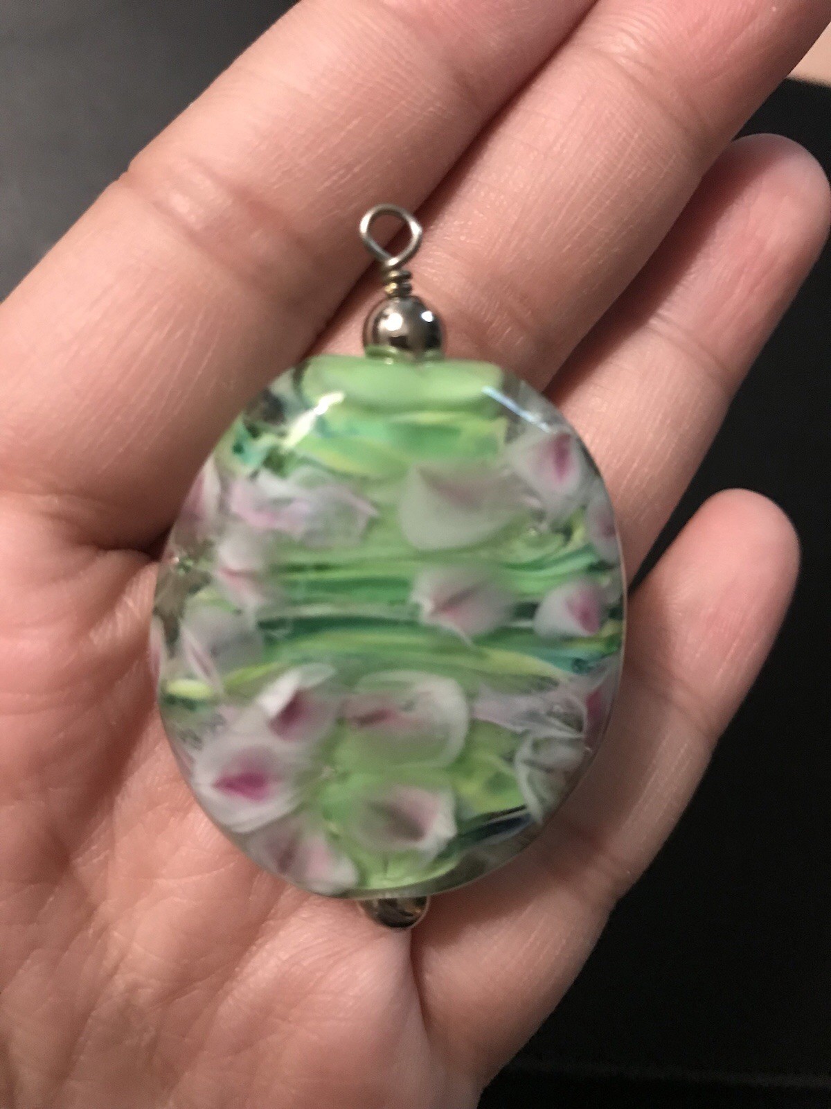 vintage green pendant mixed metal gem millefiori murano glass clover charm lot