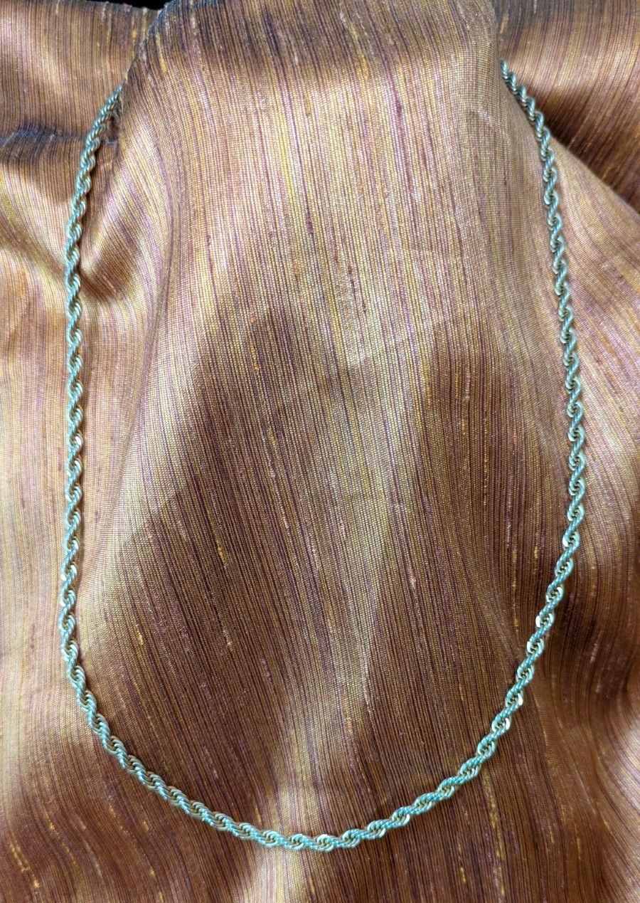 Vintage 80s Gold Plated Twist Chain Necklace 14 Inches With Lobster Claw Clasp