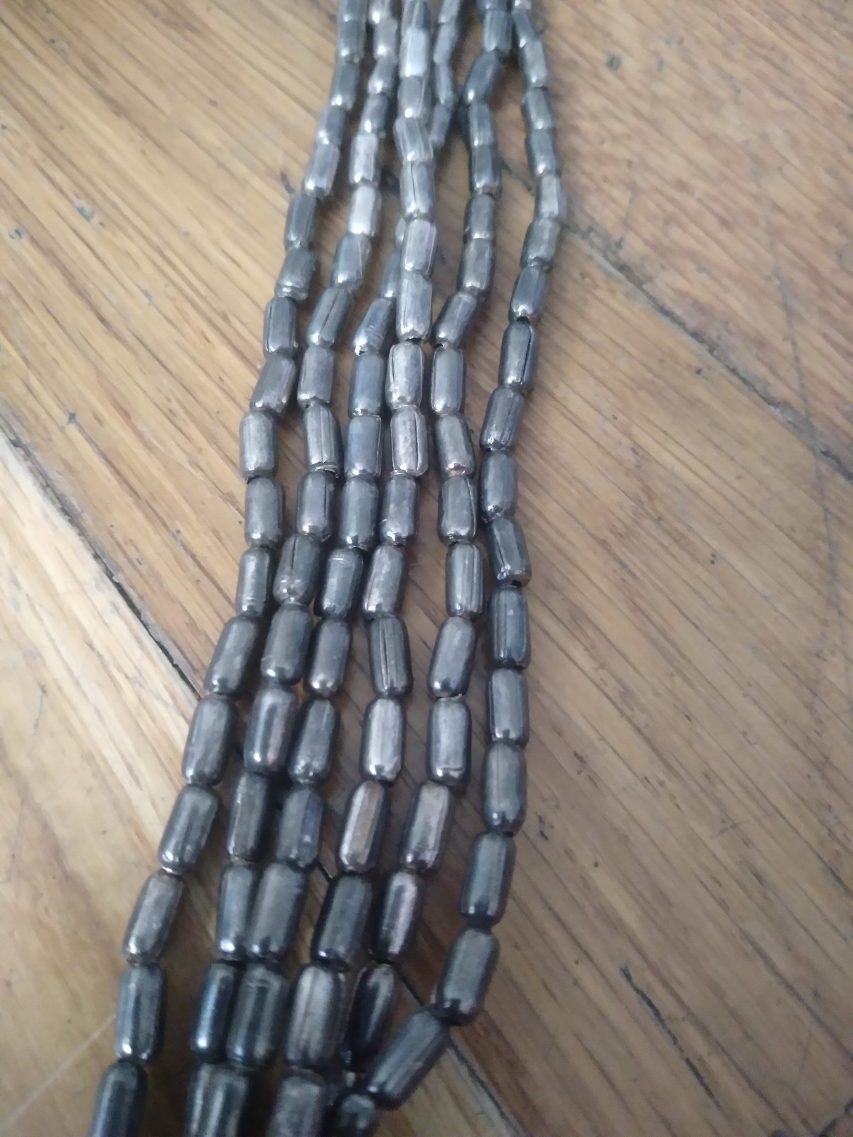 Vintage Silver Beaded Necklace 22 Inches 6 Strand Statement