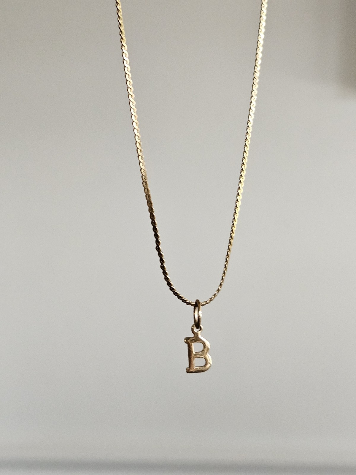 12KT Gold Filled Necklace With 14Kt Yellow Gold B Letter Initial Pendant