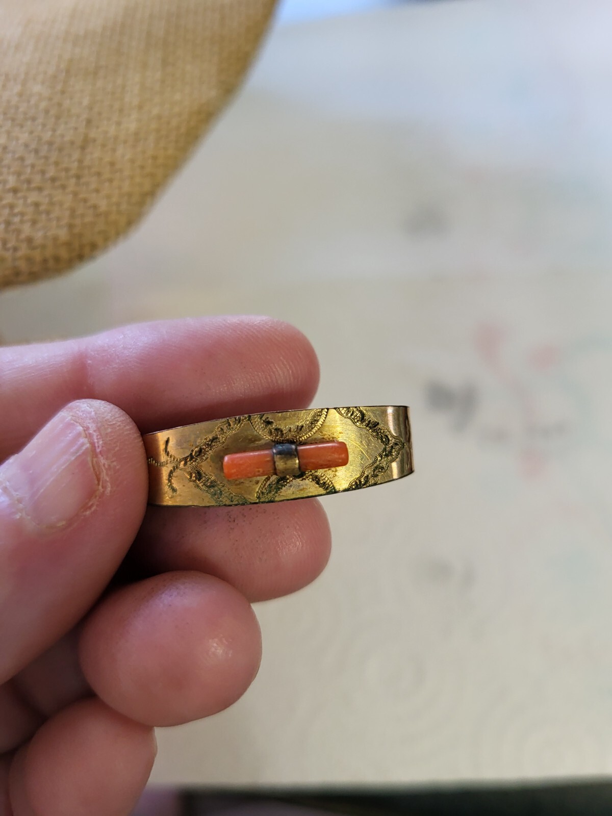 victorian antique gold coral hair clasp estate