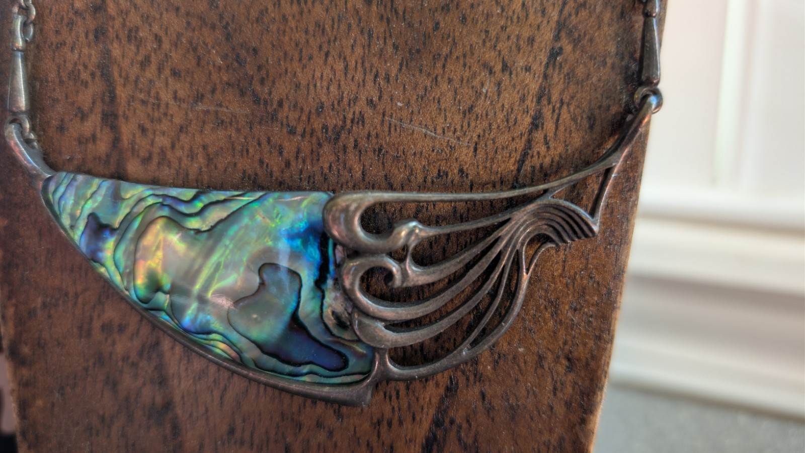 VINTAGE STERLING SILVER paua shell Necklace