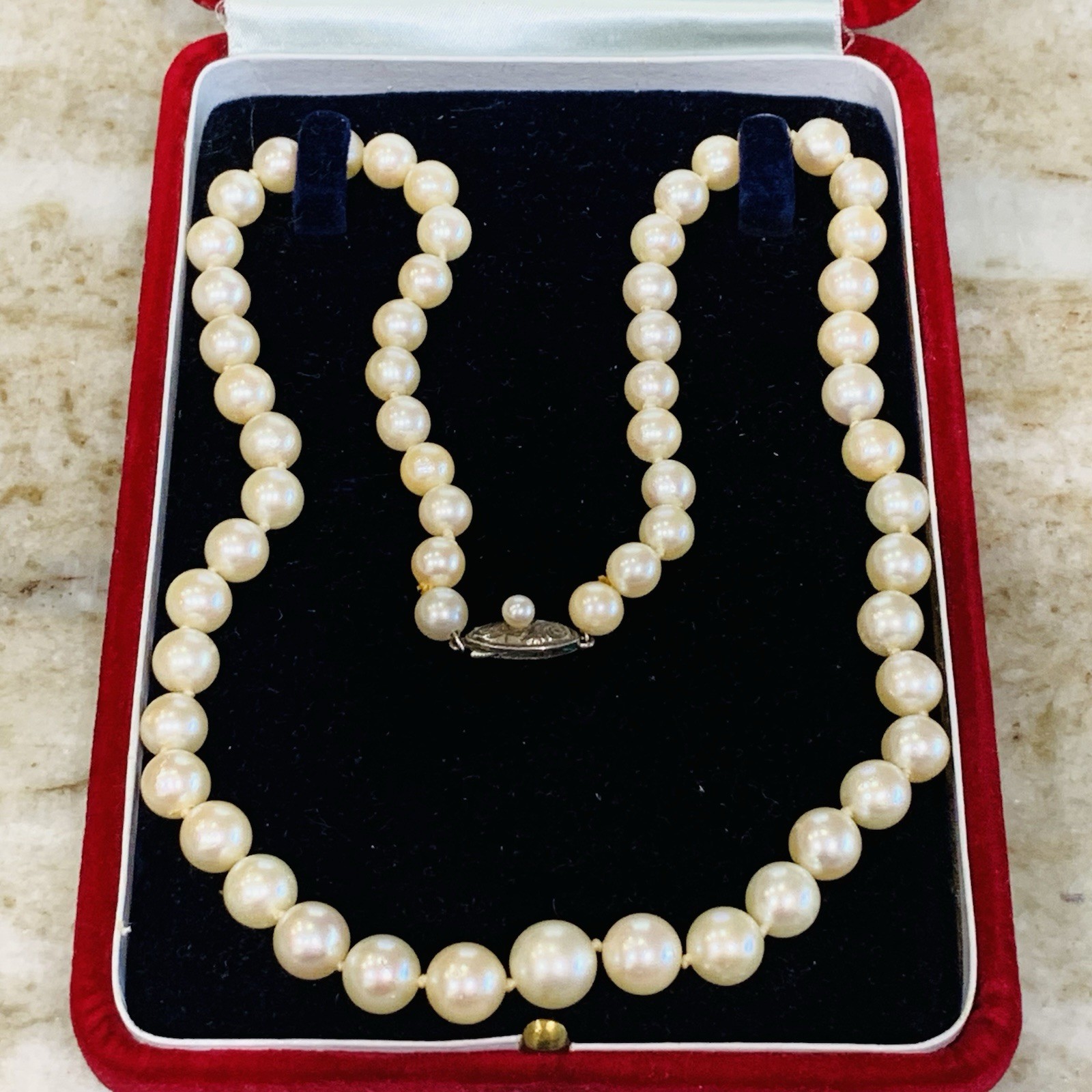 Hi Luster Fuji Akoya Pearl Necklace Strand Cream Graduated AAA+ 10mm VTG 19” WOW