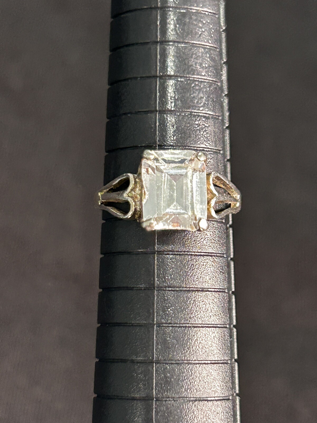 Vintage Ring Size 8.5 Silver 925 Emerald French Cut CZ