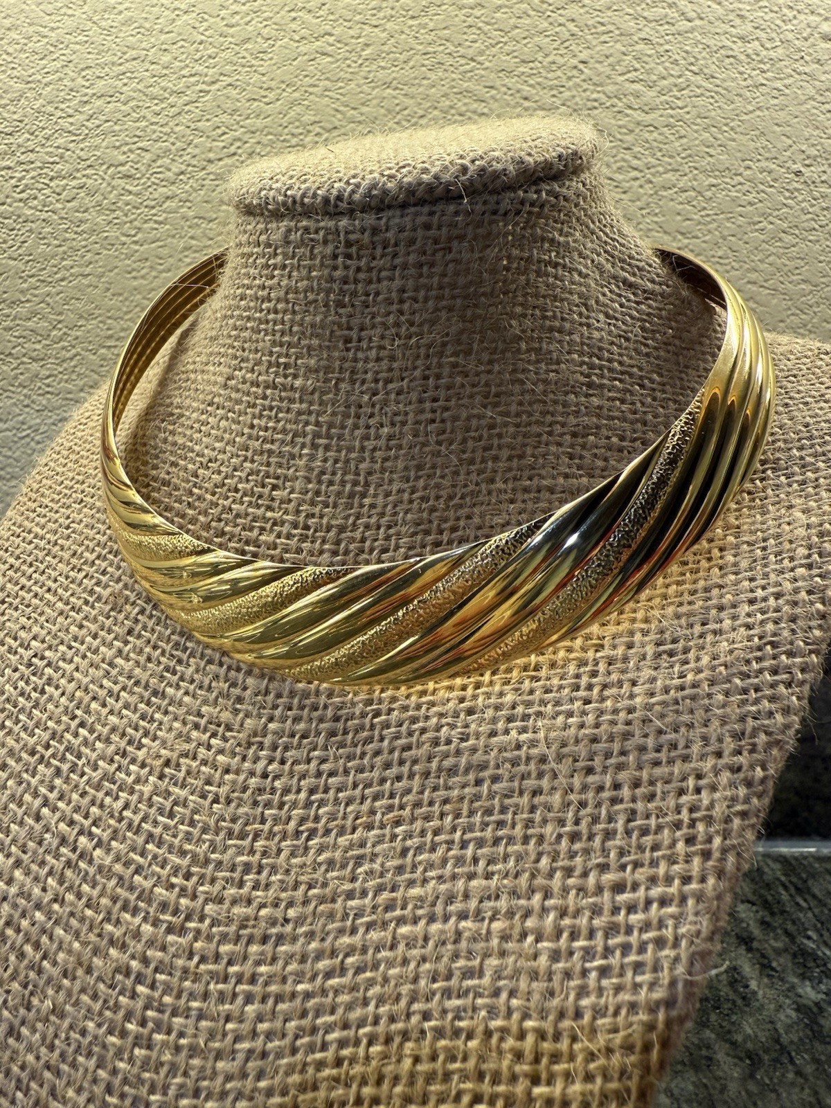 Vintage Gold Tone Collar Necklace – Am. DBL Double Gold Plate– Sculptural Choker