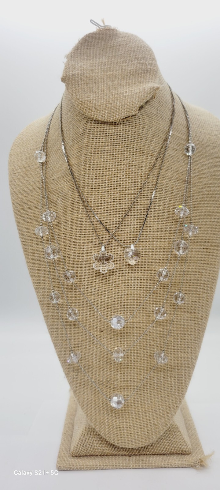Layered Multi Strand Necklace LOT of 3 Clear Translucent Acrylic Bead Vintage