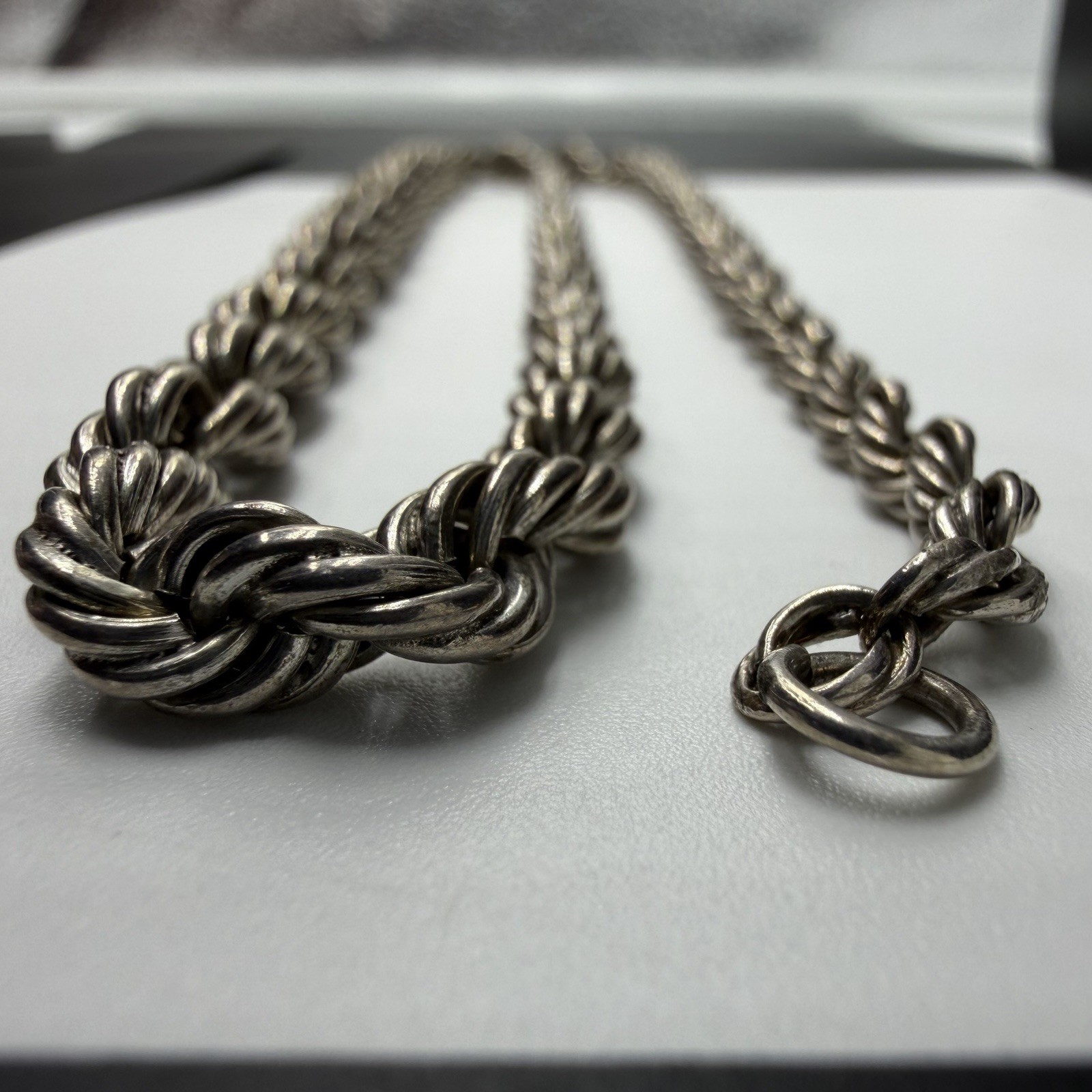 Vintage Chunky Sterling Silver 4.3mm-7.5mm Graduated Rope Chain 19″ Necklace 44g