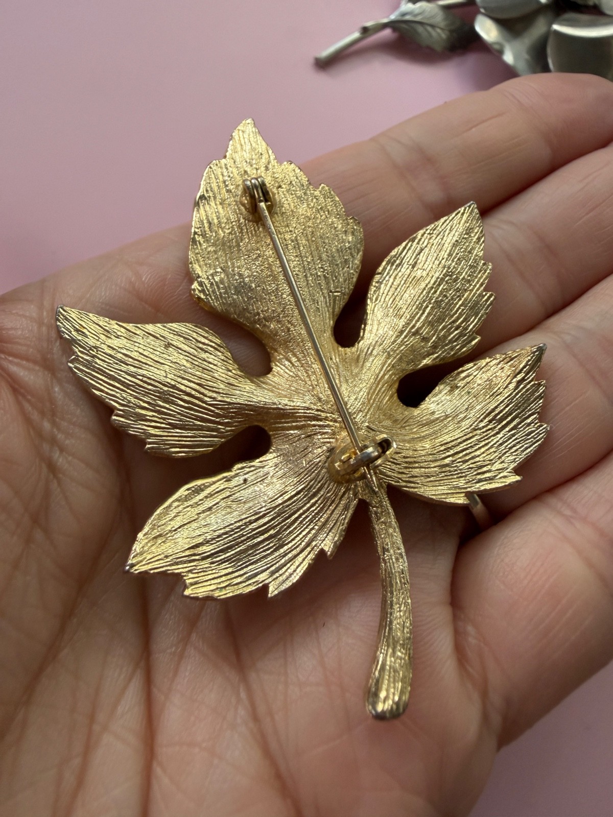 Vintage Brooch Lot Gold Silver Tone Floral Leaf Rhinestone 50s 60s 80s