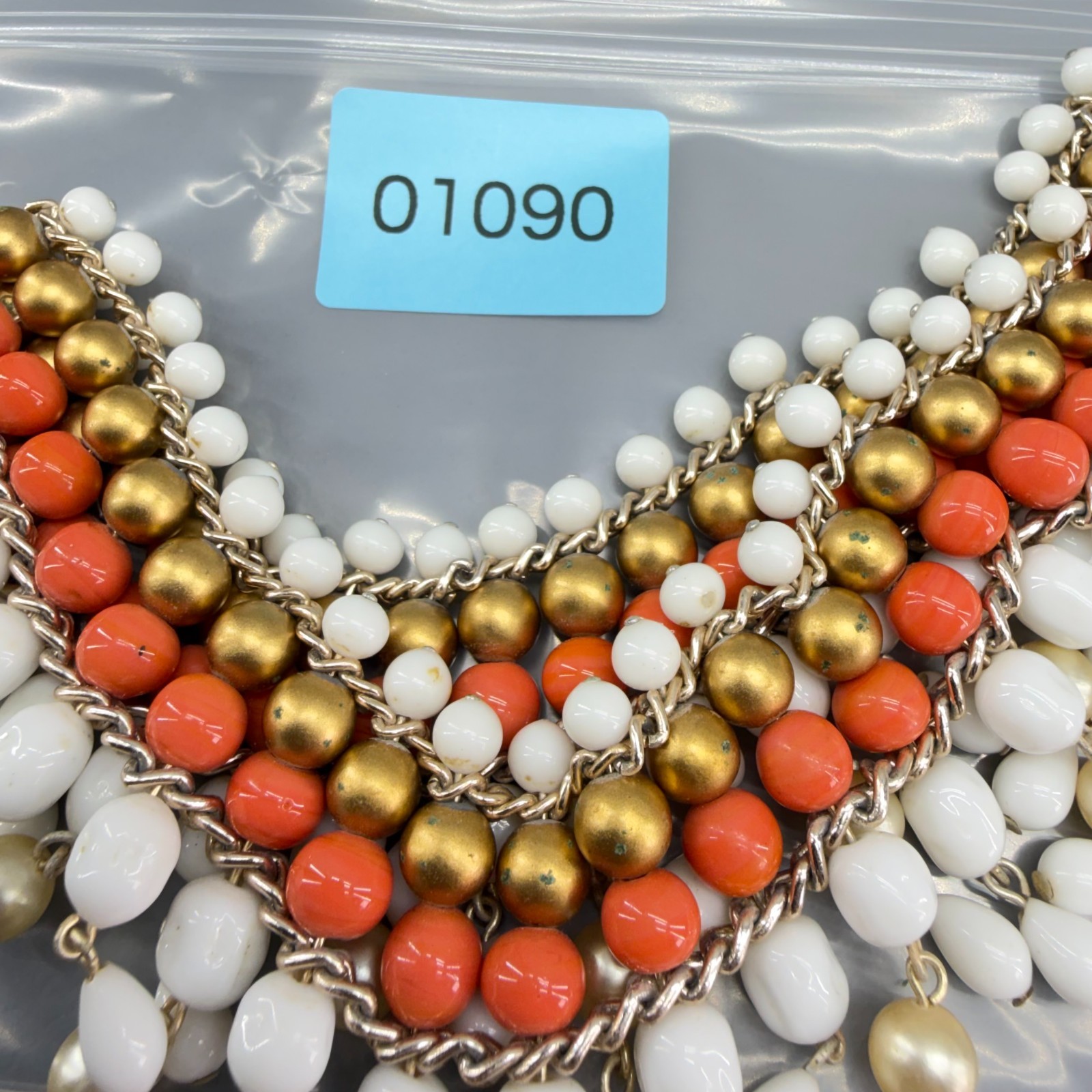 Vintage Beaded Statement Collar Necklace 13.5″ READ