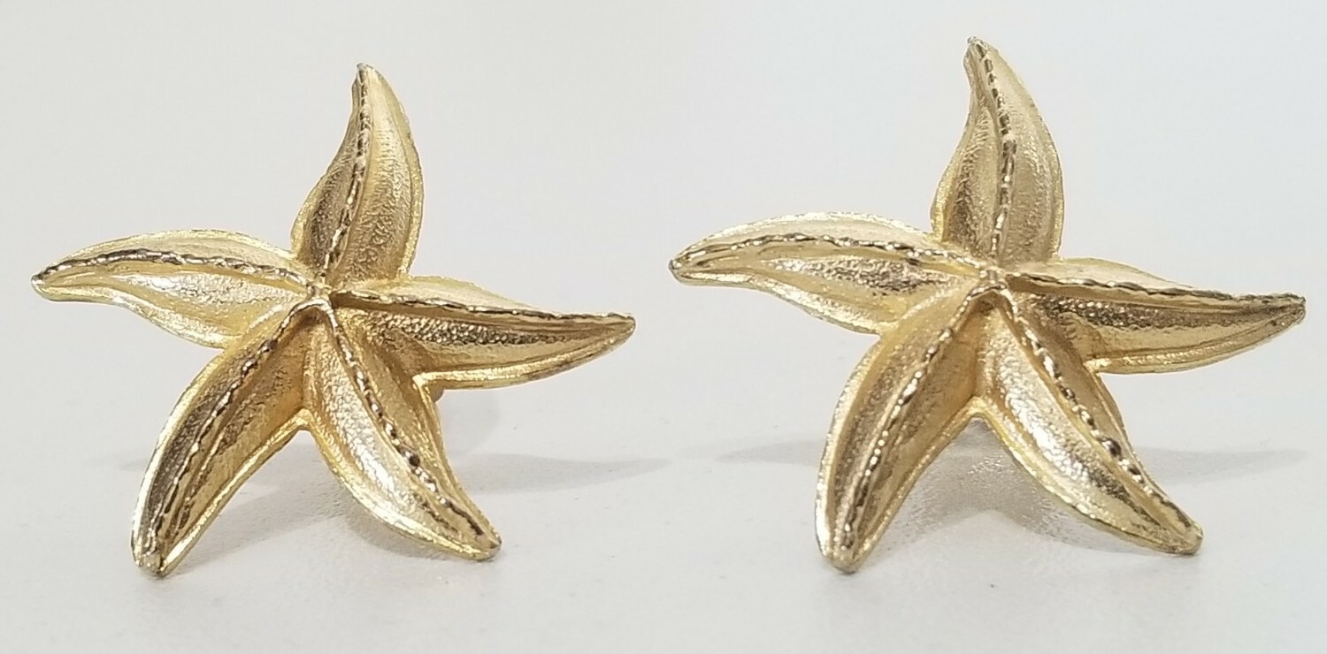 Vintage Gay Boyer Gold Starfish Clip on Earrings