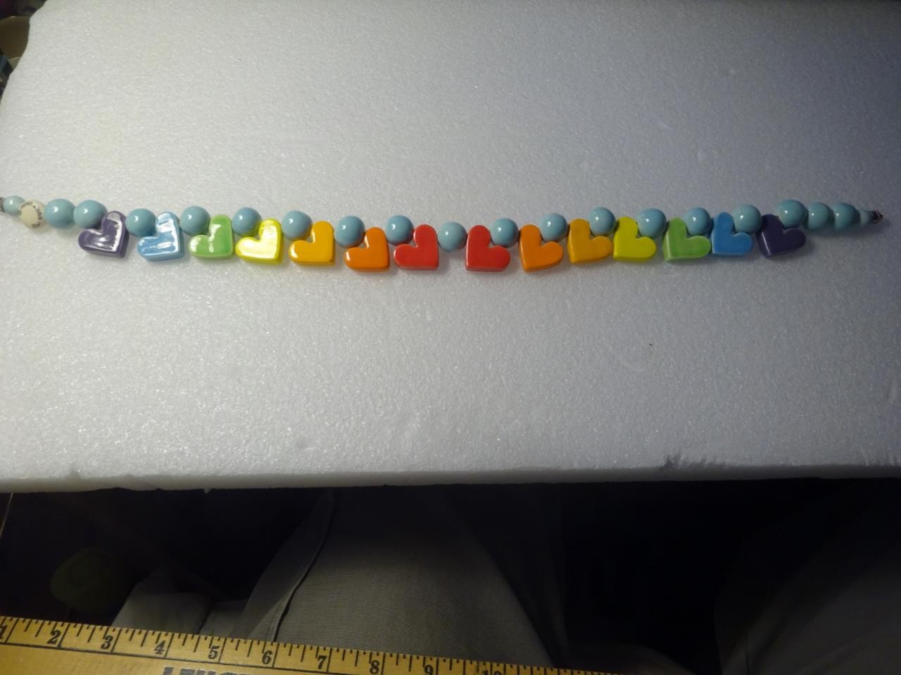 ANTIQUE 1970s PARROT PEARLS COLORFUL NECKLACE “Ceramic Beads & Hearts” STUNNING