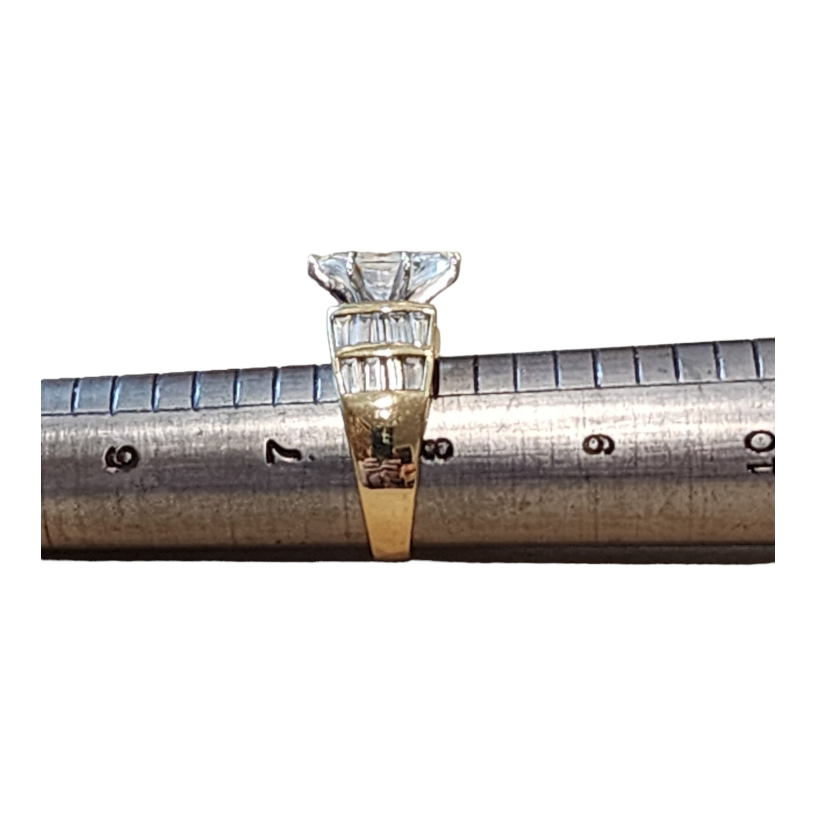 Sterling Silver Gold Vermeil Cubic Zirconia Marquise Cut Cocktail Ring Size 7.75