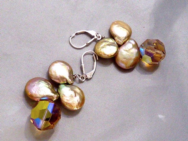 VINTAGE PEARL& CRYSTAL STERLING SILVER PIERCED HOOK FINDING 2″ DANGLE EARRINGS