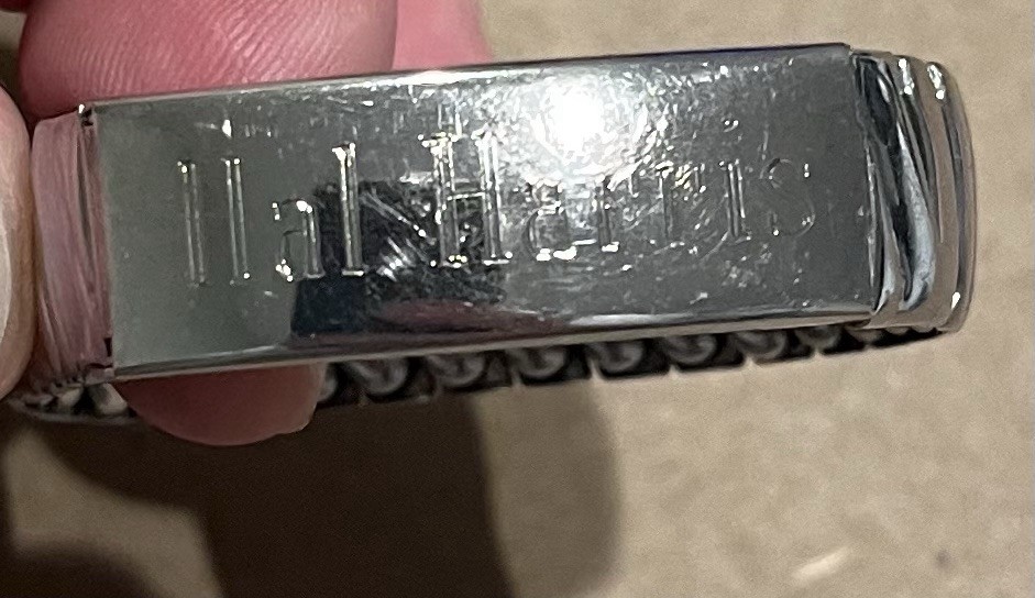 Vintage Foster Stainless Steel Sterling Silver Top Engraved Stretch Bracelet