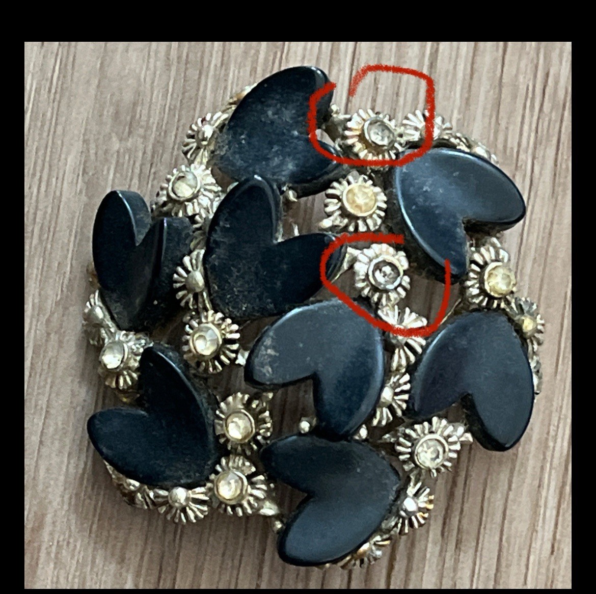 BSK Vintage Pin Brooch 2” Hearts & Flowers