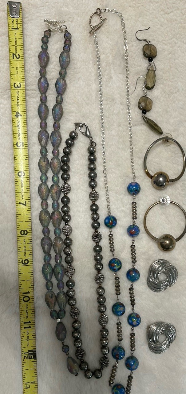 Vintage 90’s Jewelry Lot Of 6 Turquoise Lavender Silver Tone Necklace Earrings
