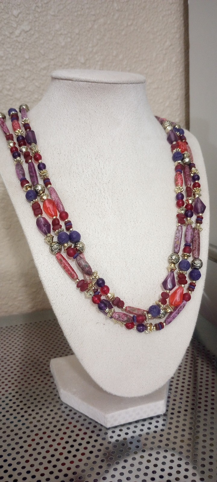 Triple-strand Beaded Necklace