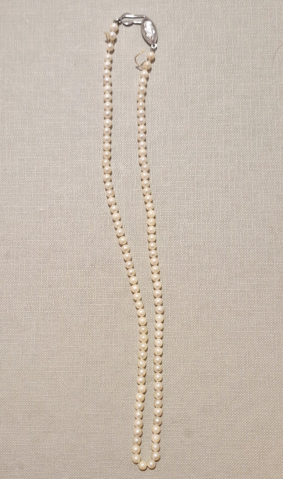 Vintage Mid-Century Faux Pearl Necklace 45cm – Stamped SILVER Clasp Japan