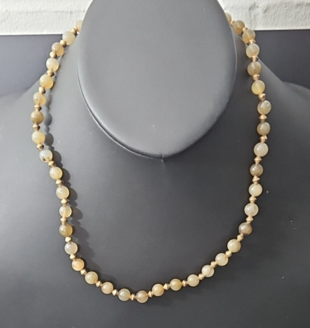 Vintage Moonstone Necklace Neutral EarthTone Beads