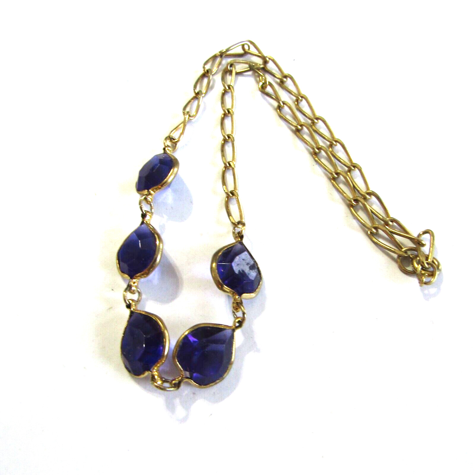 Vintage Purple Crystal Heart Necklace 12 mm 17.5 inch