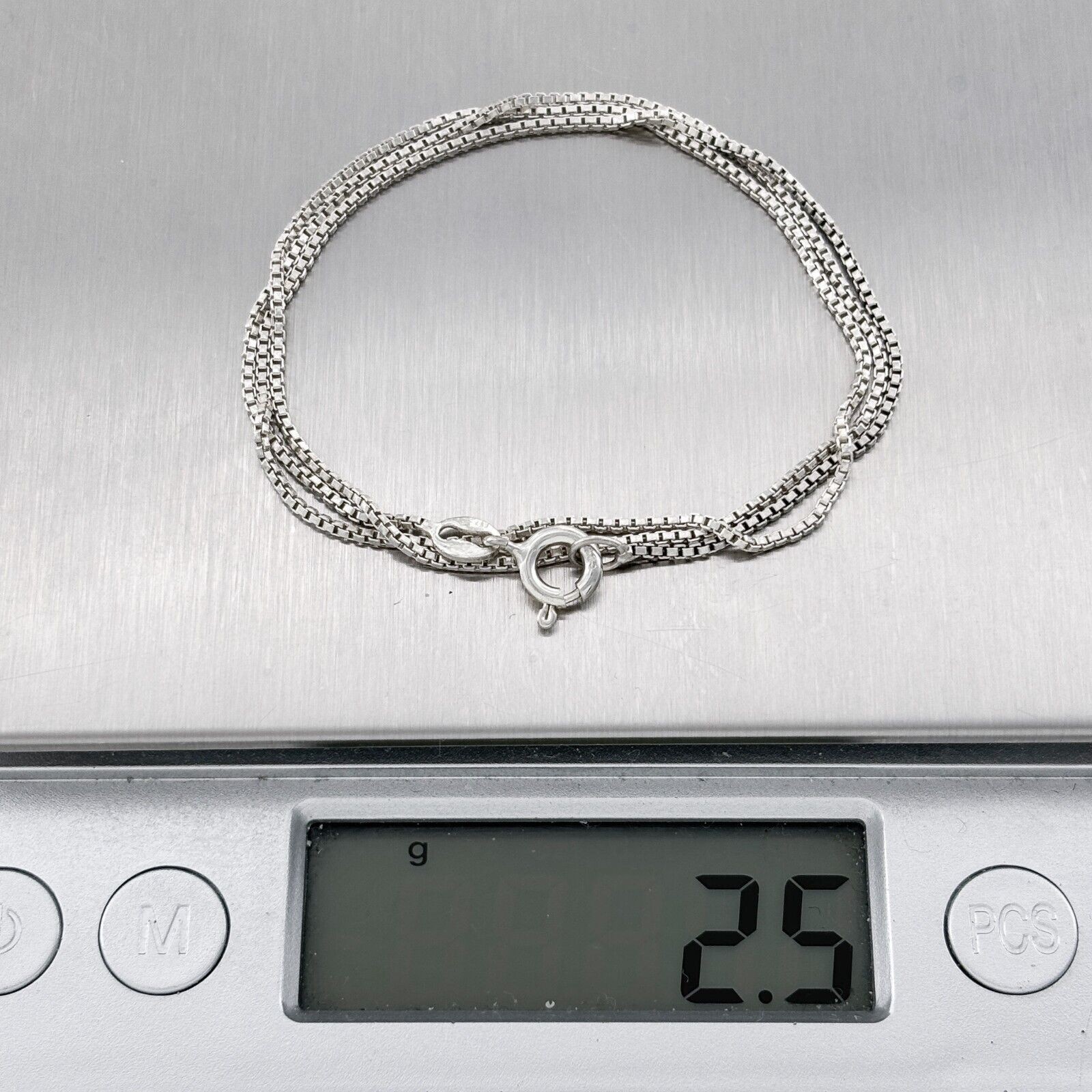 Vintage Italian Sterling Silver 925 Box Chain Necklace 16.5″