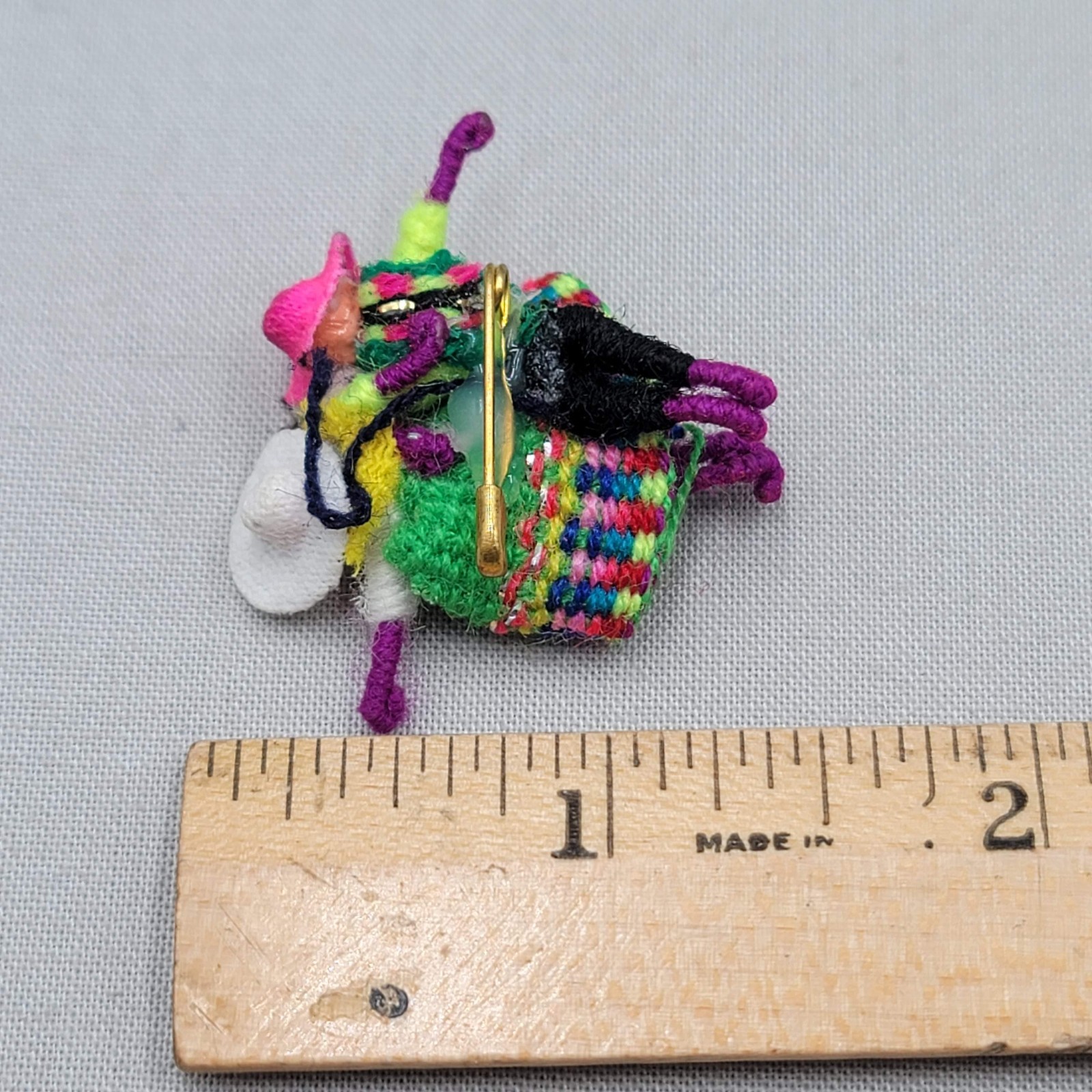 Vintage Guatemalan Worry Doll Pin Brooch 1.25″