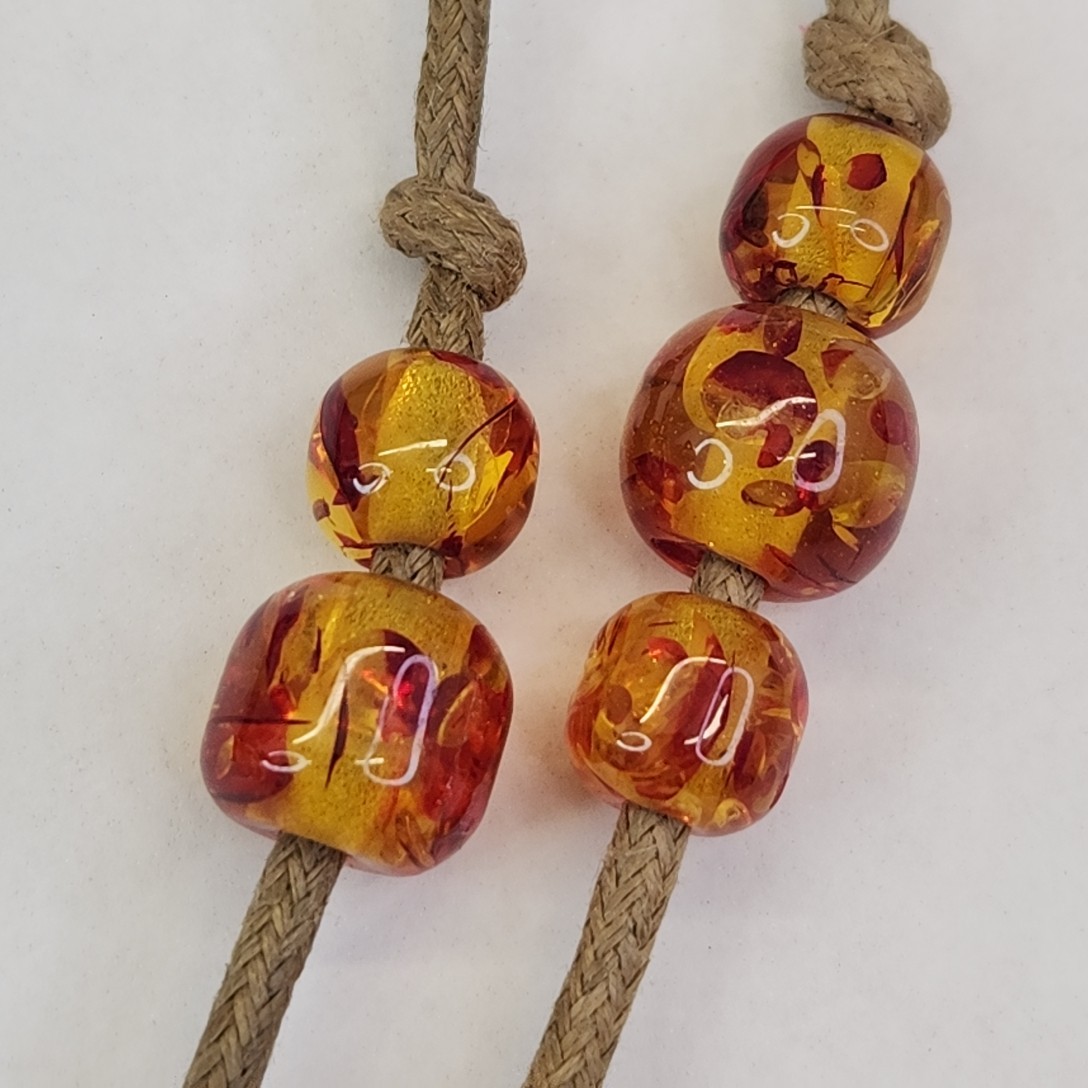 Faux Amber Necklace Lot of 6 Pendants Beads
