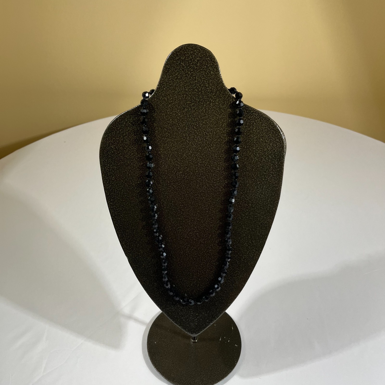 Vintage Black Faceted Glass Beaded Necklace Choker Whimsygoth Goth 24 Inch