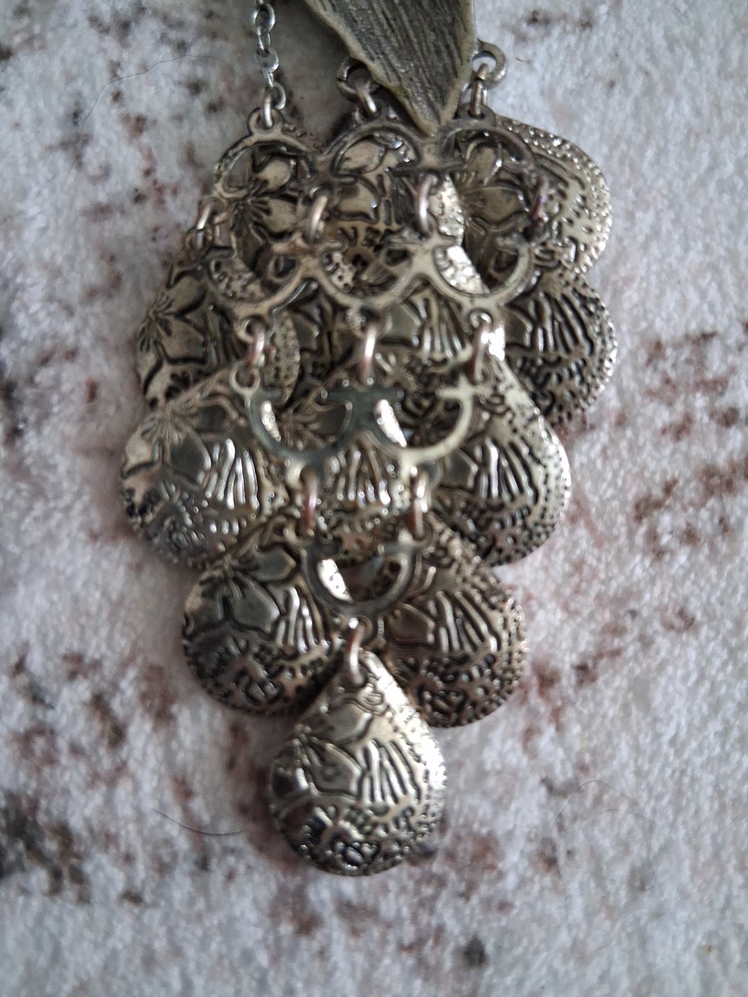 Boho Vintage Peacock Pendant Articulated Purple Green Rhinestones No Chain