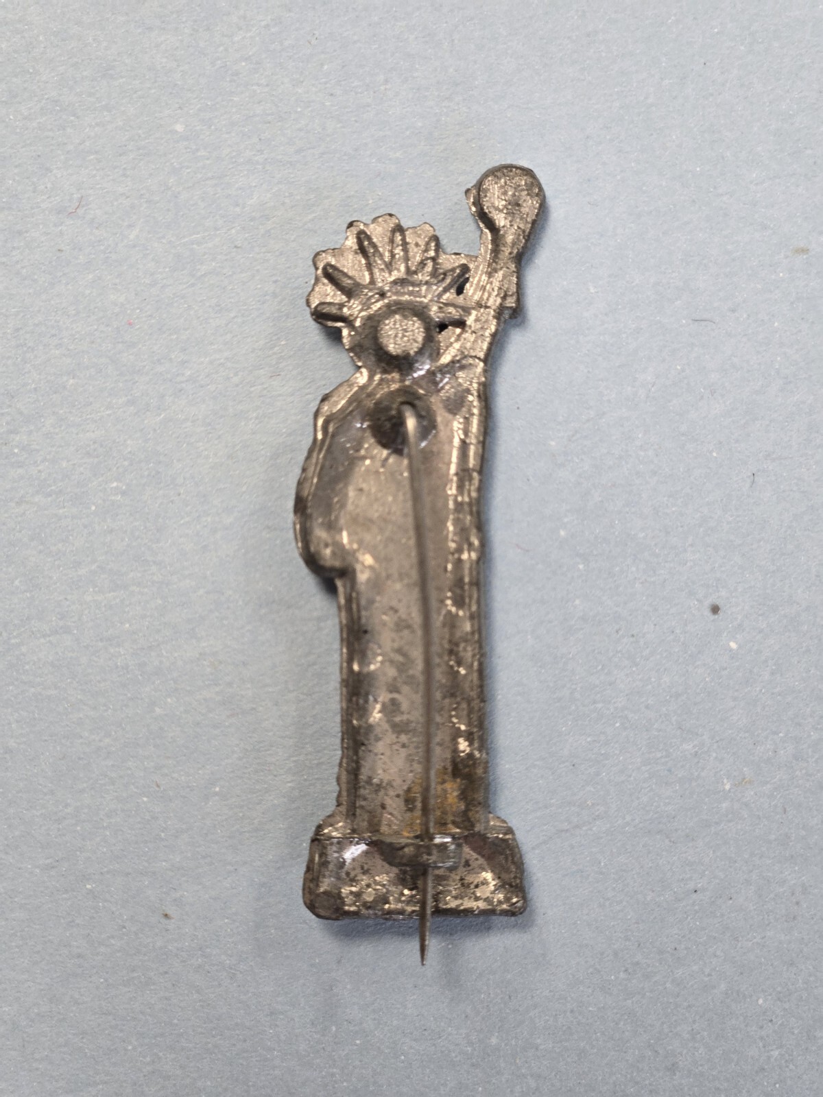 Antique Statue of Liberty Brooch Pot Metal Early Souvenir Pin Rare C Clasp