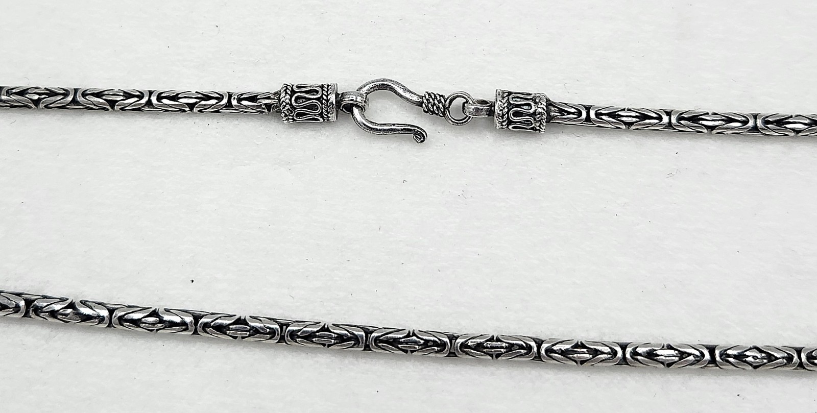 Vintage 925 Sterling Silver Round Bali Byzantine Chain Necklace 19 3/4″ Long 24g