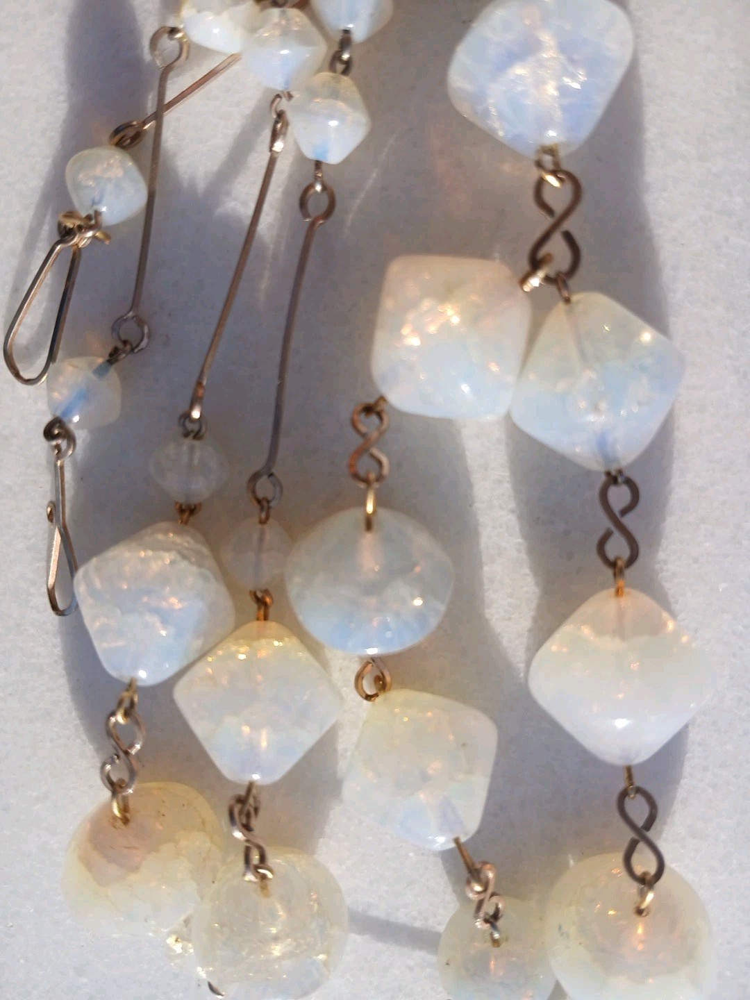SALE! VINTAGE EGYPTIAN OPAL FOIL SCARAB ANTIQUE FOIL CRACKLE GLASS NECKLACE SET