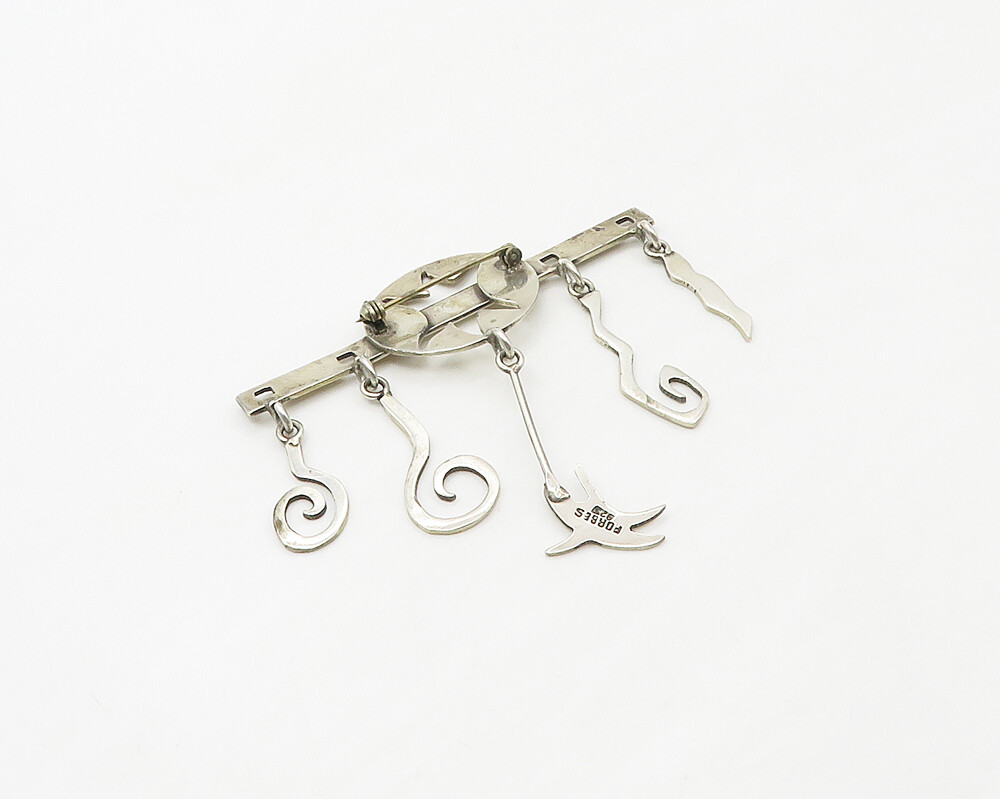 FORBES 925 Sterling Silver Vintage Shiny Swirl Charms Brooch Pin BP7034