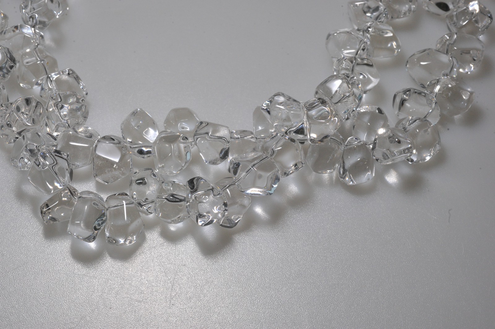 VTG clear rock quartz crystal tumbled polished sterling clasp necklace 258 Grams