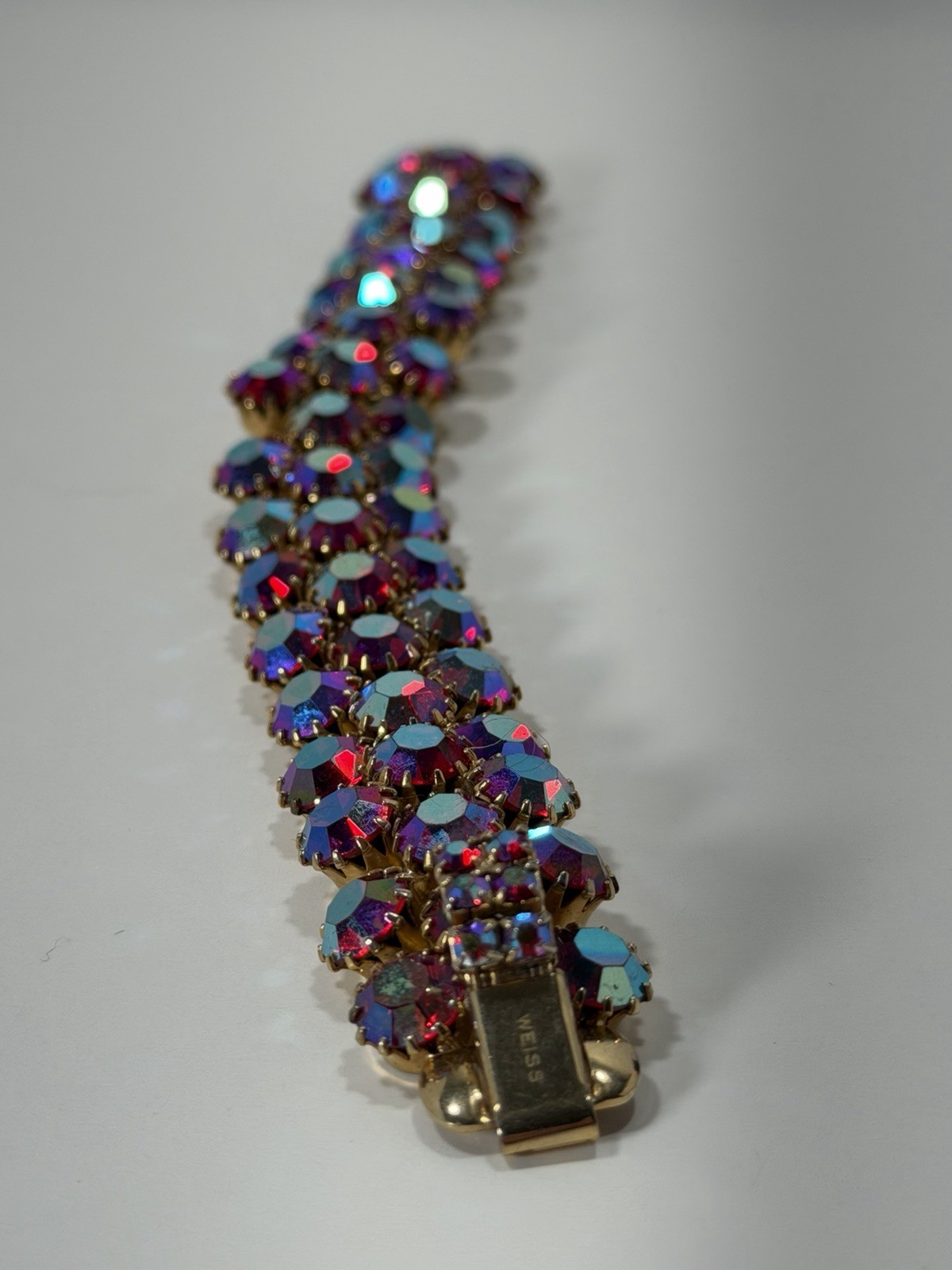 Vintage Signed Weiss AB Rhinestone Bracelet 7.5”