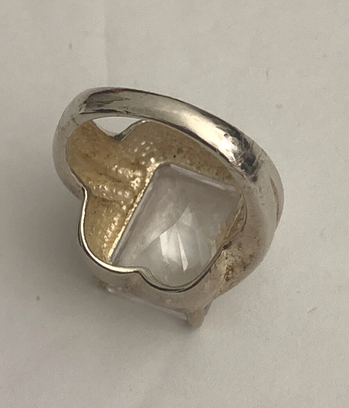 Clyde Duneier CID Sterling Silver 925 Ring Emerald Cut Rock Crystal Size 8 VTG