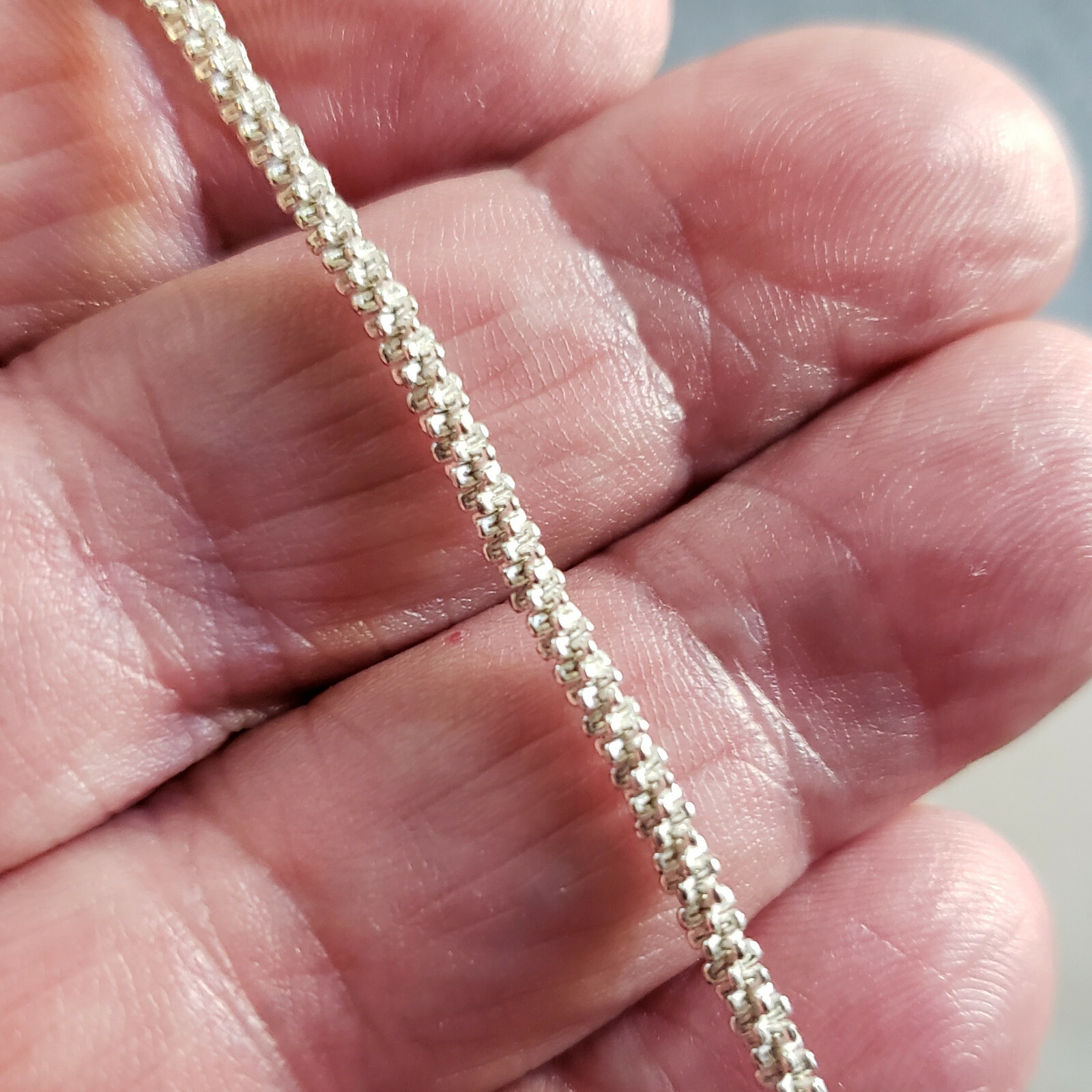 Sterling Silver Italy MWS Tennis Bracelet Rope Design 4.0g 7.25 in [6840]