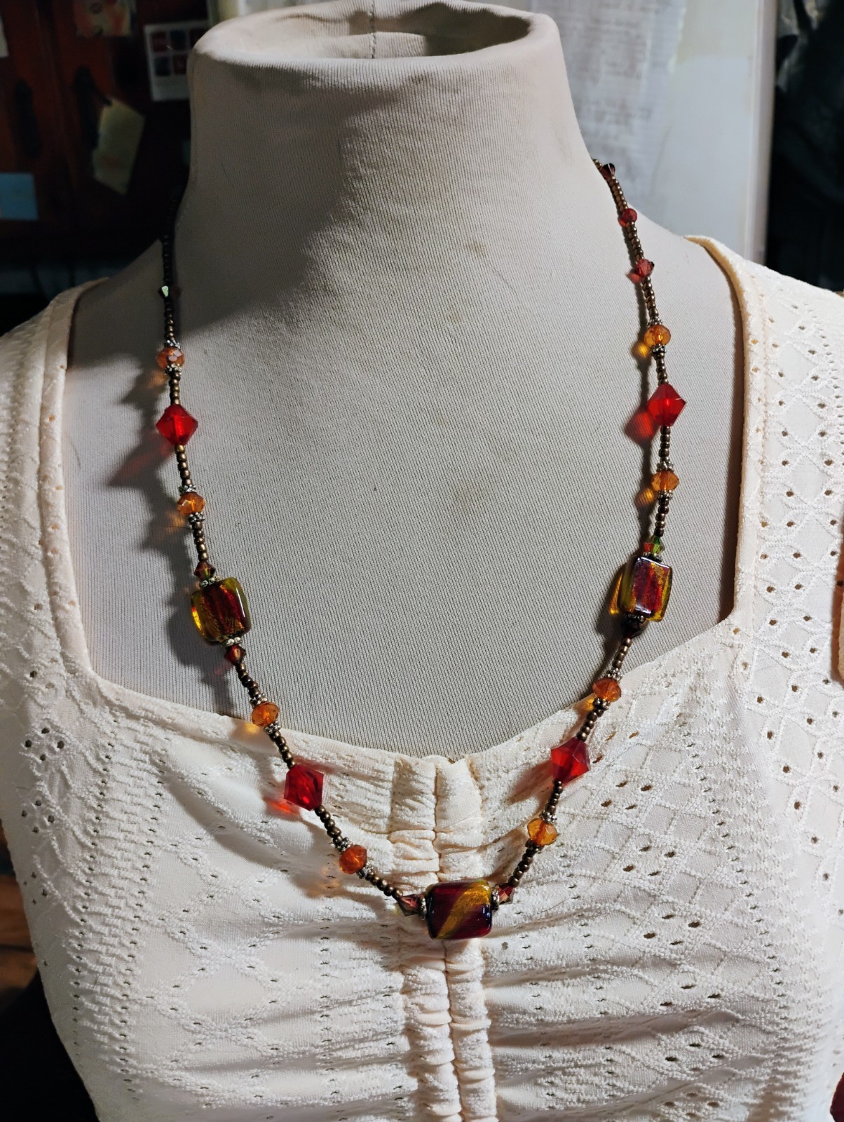 Stunning 23″ Czech Glass? Handmade Vintage Necklace & Matching Art Nouveau…