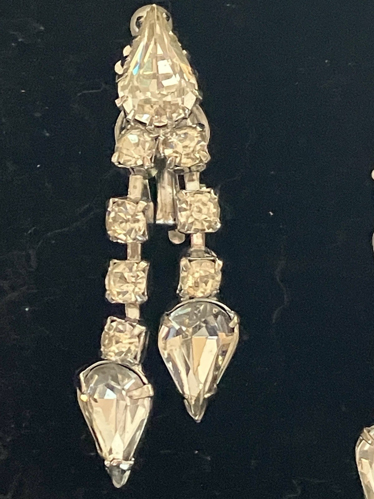 Vintage Silver Toned Rhinestone Jewelry Set Necklace, Earrings, and Brooch