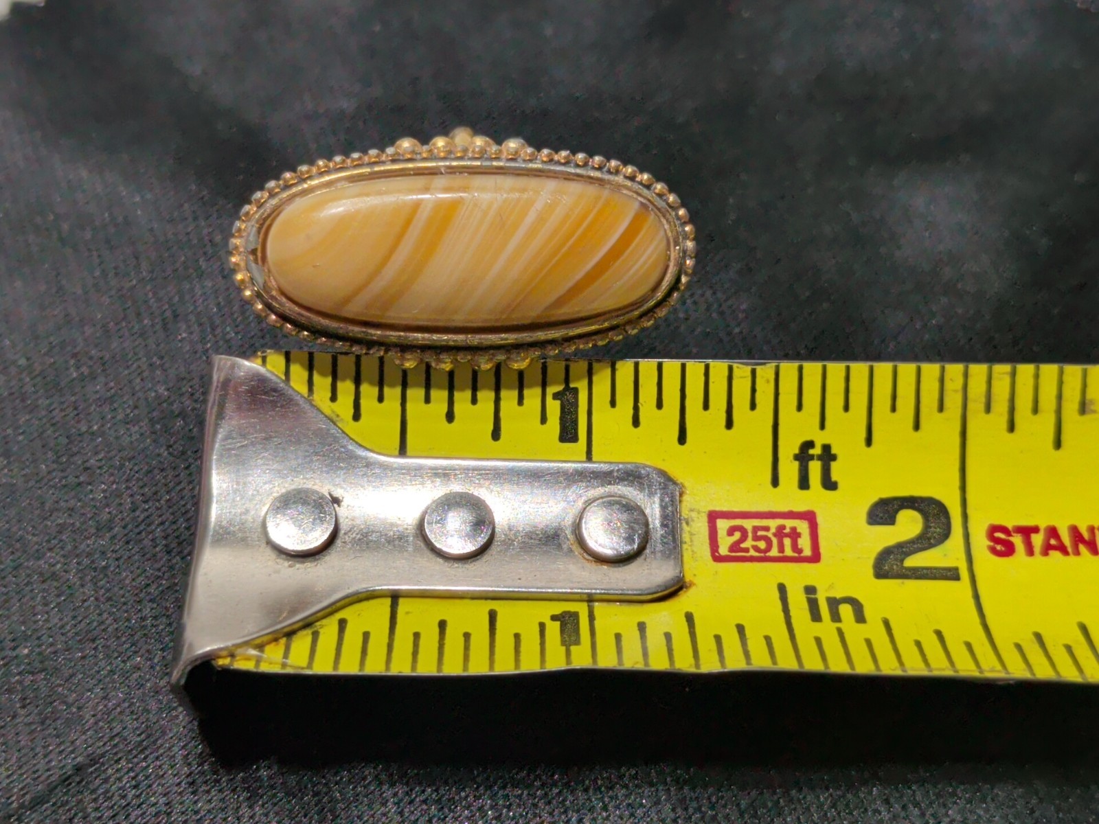 ✨VINTAGE✨ 1978 STRIPED BROWN AGATE RING SHIMMERING SANDS – SIZE 4¾