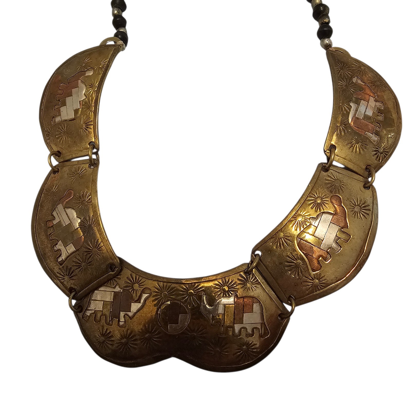 Vintage 60s-80s Bib Necklace Mixed Metals
