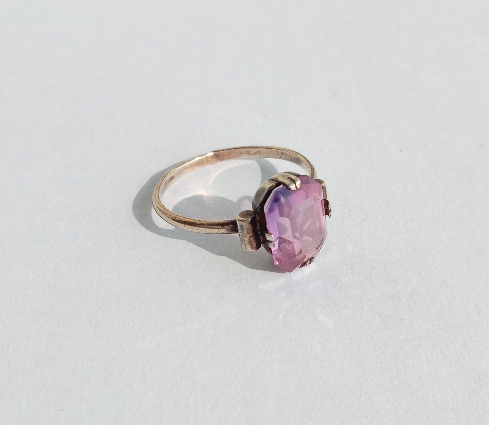 Vintage Ring Purple stone Sterling Silver 875 star USSR times Jewelry size 8.25