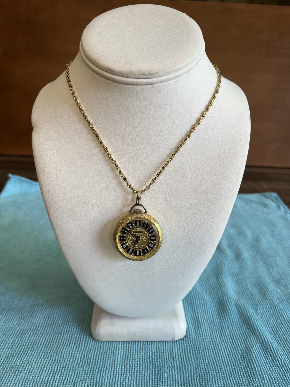 Vintage Lucerne Swiss Made Gold-Tone Pendant Watch 1 Jewel Manual Winding Works